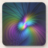 Farbenfroh mit blauem, modernem Abstraktem Fraktal Getränkeuntersetzer (Vorderseite)