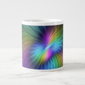 Farbenfroh mit blauem, modernem Abstraktem Fraktal Jumbo-Tasse (Vorderseite)