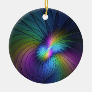 Farbenfroh mit blauem, modernem Abstraktem Fraktal Keramik Ornament