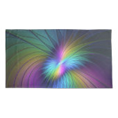 Farbenfroh mit blauem, modernem Abstraktem Fraktal Kissenbezug (Rückseite)