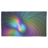 Farbenfroh mit blauem, modernem Abstraktem Fraktal Kissenbezug (Vorderseite-Links)