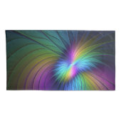 Farbenfroh mit blauem, modernem Abstraktem Fraktal Kissenbezug (Rückseite-Rechts)