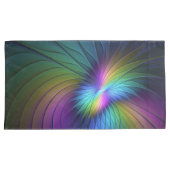 Farbenfroh mit blauem, modernem Abstraktem Fraktal Kissenbezug (Vorderseite-Rechts)