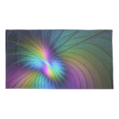 Farbenfroh mit blauem, modernem Abstraktem Fraktal Kissenbezug (Rückseite-Links)