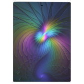 Farbenfroh mit blauem, modernem Abstraktem Fraktal Klemmbrett (Rückseite)