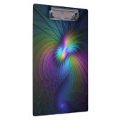 Farbenfroh mit blauem, modernem Abstraktem Fraktal Klemmbrett (Rechts)