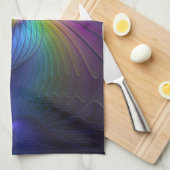 Farbenfroh mit blauem, modernem Abstraktem Fraktal Küchentuch (Viertel Falte)