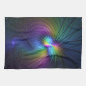 Farbenfroh mit blauem, modernem Abstraktem Fraktal Küchentuch (Horizontal)