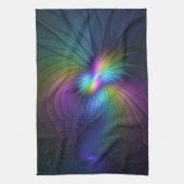 Farbenfroh mit blauem, modernem Abstraktem Fraktal Küchentuch (Vertikal)