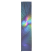 Farbenfroh mit blauem, modernem Abstraktem Fraktal Kurzer Tischläufer (Vorderseite)