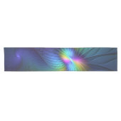 Farbenfroh mit blauem, modernem Abstraktem Fraktal Kurzer Tischläufer (Horizontal)