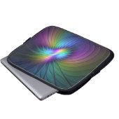 Farbenfroh mit blauem, modernem Abstraktem Fraktal Laptopschutzhülle (Vorne Knopf)