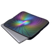 Farbenfroh mit blauem, modernem Abstraktem Fraktal Laptopschutzhülle (Vorne Knopf)