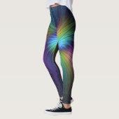 Farbenfroh mit blauem, modernem Abstraktem Fraktal Leggings (Links)