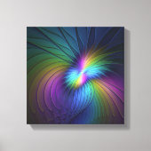 Farbenfroh mit blauem, modernem Abstraktem Fraktal Leinwanddruck (Vorderseite)