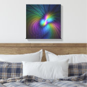 Farbenfroh mit blauem, modernem Abstraktem Fraktal Leinwanddruck (Insitu (Schlafzimmer))