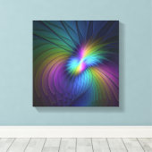 Farbenfroh mit blauem, modernem Abstraktem Fraktal Leinwanddruck (Insitu (Holzboden))