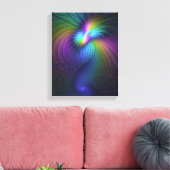 Farbenfroh mit blauem, modernem Abstraktem Fraktal Leinwanddruck (Insitu (Wohnzimmer))