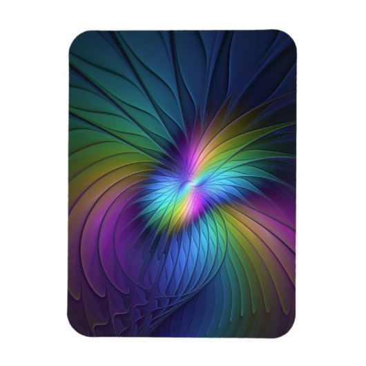 Farbenfroh mit blauem, modernem Abstraktem Fraktal Magnet (Vertikal)
