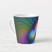 Farbenfroh mit blauem, modernem Abstraktem Fraktal Milchtasse (Linke Ecke)