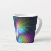 Farbenfroh mit blauem, modernem Abstraktem Fraktal Milchtasse (Rechte Ecke)