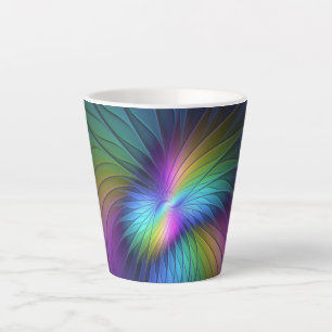 Farbenfroh mit blauem, modernem Abstraktem Fraktal Milchtasse