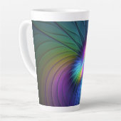 Farbenfroh mit blauem, modernem Abstraktem Fraktal Milchtasse (Linke Ecke)