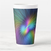 Farbenfroh mit blauem, modernem Abstraktem Fraktal Milchtasse (Vorderseite)