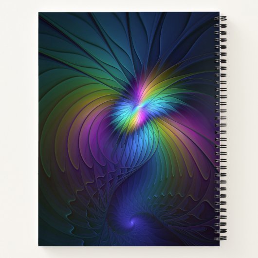 Farbenfroh mit blauem, modernem Abstraktem Fraktal Notizblock (Rückseite)