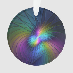 Farbenfroh mit blauem, modernem Abstraktem Fraktal Ornament