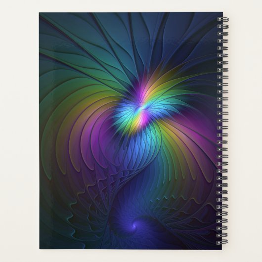 Farbenfroh mit blauem, modernem Abstraktem Fraktal Planer (Rückseite)