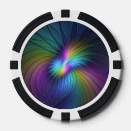 Farbenfroh mit blauem, modernem Abstraktem Fraktal Pokerchips