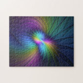 Farbenfroh mit blauem, modernem Abstraktem Fraktal Puzzle (Horizontal)