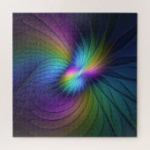 Farbenfroh mit blauem, modernem Abstraktem Fraktal Puzzle (Horizontal)