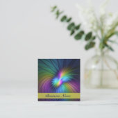 Farbenfroh mit blauem, modernem Abstraktem Fraktal Quadratische Visitenkarte (Stehend Vorderseite)