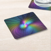 Farbenfroh mit blauem, modernem Abstraktem Fraktal Rechteckiger Pappuntersetzer (angewinkelt)