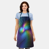Farbenfroh mit blauem, modernem Abstraktem Fraktal Schürze (Getragen)