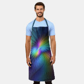 Farbenfroh mit blauem, modernem Abstraktem Fraktal Schürze (Getragen)