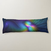 Farbenfroh mit blauem, modernem Abstraktem Fraktal Seitenschläferkissen (Rückseite)