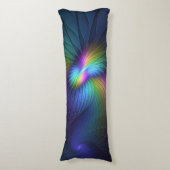 Farbenfroh mit blauem, modernem Abstraktem Fraktal Seitenschläferkissen (Vorderseite Vertikal)