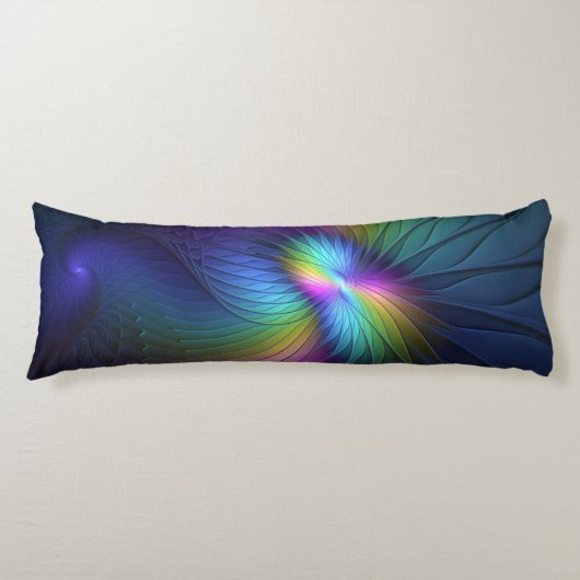 Farbenfroh mit blauem, modernem Abstraktem Fraktal Seitenschläferkissen (Vorderseite)