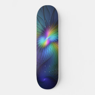 Farbenfroh mit blauem, modernem Abstraktem Fraktal Skateboard