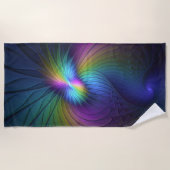 Farbenfroh mit blauem, modernem Abstraktem Fraktal Strandtuch (Vorderseite)
