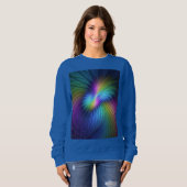 Farbenfroh mit blauem, modernem Abstraktem Fraktal Sweatshirt (Vorne ganz)