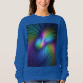 Farbenfroh mit blauem, modernem Abstraktem Fraktal Sweatshirt (Vorderseite)