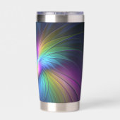 Farbenfroh mit blauem, modernem Abstraktem Fraktal Thermobecher (Rückseite)