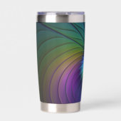 Farbenfroh mit blauem, modernem Abstraktem Fraktal Thermobecher (Vorderseite)