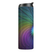 Farbenfroh mit blauem, modernem Abstraktem Fraktal Thermosbecher (Nach links gedreht)