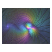 Farbenfroh mit blauem, modernem Abstraktem Fraktal Tischdecke (Vorderseite (Horizontal))