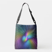 Farbenfroh mit blauem, modernem Abstraktem Fraktal Tragetaschen Mit Langen Trägern (Rückseite)